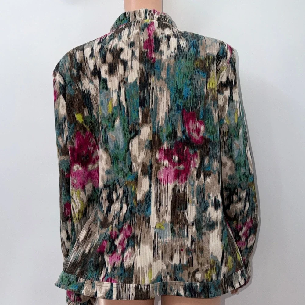 Abstract Textured Maximalism Corduroy Zip Up XL Jacket Art To Wear Artsy Boho